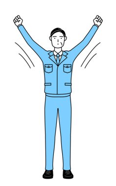 Yönetim, yöneticiler, fabrika müdürü, iş yerindeki bir adam derin nefes alıyor..