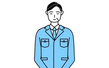 Yönetim, yöneticiler, fabrika müdürü, iş yerindeki bir adam hafifçe eğiliyor..