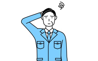 Yönetim, yöneticiler, fabrika müdürü, iş yerindeki bir adam sıkıntıdan başını kaşıyan bir adam..