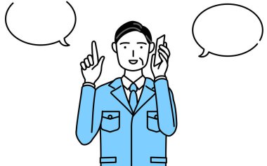 Yönetim, yöneticiler, fabrika müdürü, iş yerindeki bir adam telefonla konuşurken giyer..