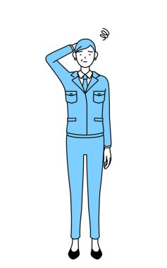 Yönetim, yöneticiler, fabrika müdürü, iş yerindeki son sınıf bir kadın sıkıntıdan başını kaşıyan bir kadın..