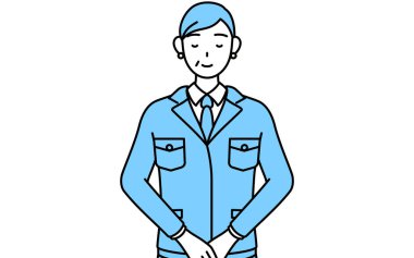 Yönetim, yöneticiler, fabrika müdürü, iş yerindeki son sınıf bir kadın hafifçe eğiliyor..