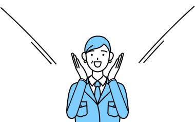 Yönetim, yöneticiler, fabrika müdürü, iş yerindeki son sınıf bir kadın eli ağzında bağırıyor..