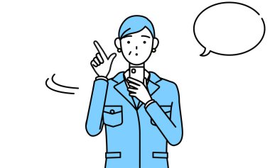 Yönetim, yöneticiler, fabrika müdürü, iş yerindeki son sınıf bir kadın akıllı telefon kullanıyor..