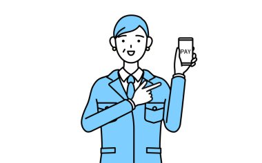 Yönetim, yöneticiler, fabrika müdürü, iş yerindeki son sınıf bir kadın akıllı telefondan parasız internet taksitleri öneriyor..