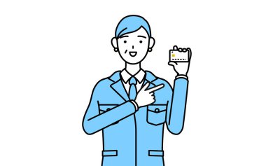 Yönetim, yöneticiler, fabrika müdürü, iş yerindeki son sınıf bir kadın kredi kartı ödemesini tavsiye ediyor..