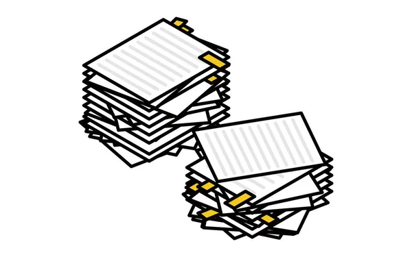 Eenvoudige Isometrische Illustratie Van Een Stapel Papier Met Plakkerige Notities — Stockvector
