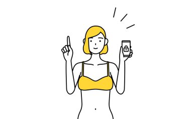 Saç kesme ve estetik salonu imajı, iç çamaşırlı bir kadın telefonu için güvenlik önlemi alıyor..