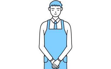 Önlüklü, elleri bağlı bir adam..