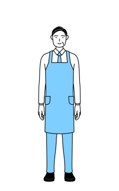 Önlüklü kıdemli bir adam..