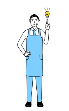 Önlüklü kıdemli bir adamın aklına bir fikir geldi..