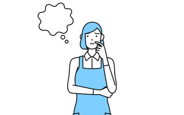 Önlüklü bir kadın onun yüzünü kaşırken düşünüyor..