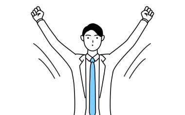 A man doctor in white coats doing radio calisthenics, preparation for accident prevention