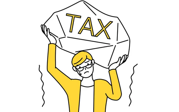 Casually Dressed Young Man Suffering Tax Increases Vector Illustration — Stock vektor