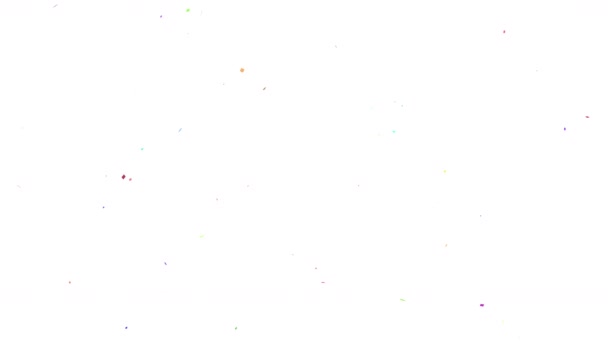 Eenvoudige Animatie Van Confetti Dansen Witte Achtergrond — Stockvideo