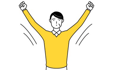 Emekli yaşlılar, orta yaşlı bir adam, radyo jimnastiği yapıyor, kaza önleme hazırlığı, Vector Illustration