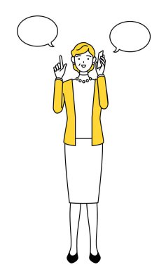 Emekli yaşlılar, orta yaşlı bir kadın, telefonda konuşurken işaret ediyor..