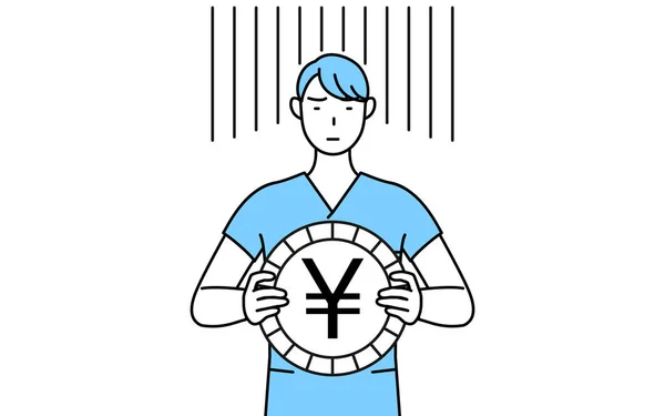 Manlig Sjuksköterska Sjukgymnast Arbetsterapeut Logoped Sjuksköterska Assistent Uniform Bild Utbyte — Stock vektor