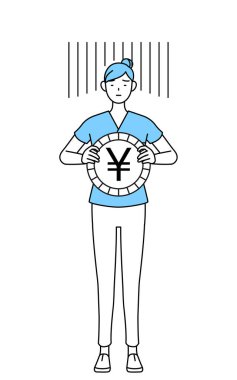 Kadın hemşire, fizyoterapist, mesleki terapist, konuşma terapisti, üniformalı hemşire yardımcısı. Değişim kaybı ya da yen kaybı görüntüsü, Vektör İllüstrasyonu.