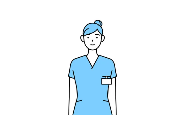 Kvinnlig Sjuksköterska Sjukgymnast Arbetsterapeut Logoped Sjuksköterska Uniform Med Framåtriktat Leende — Stock vektor