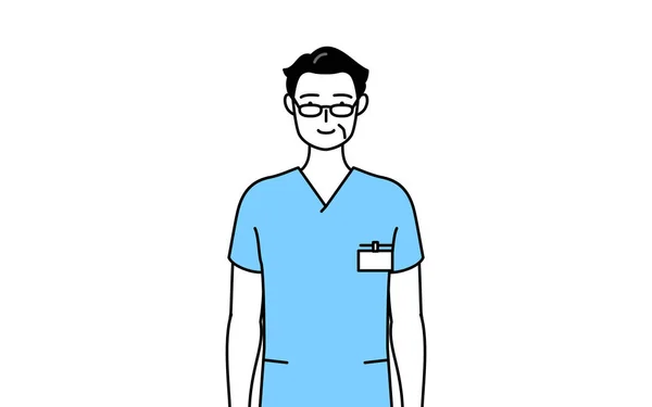 Altenpfleger Mittleren Alters Physiotherapeut Ergotherapeut Logopäde Krankenpfleger Uniform Mit Einem — Stockvektor