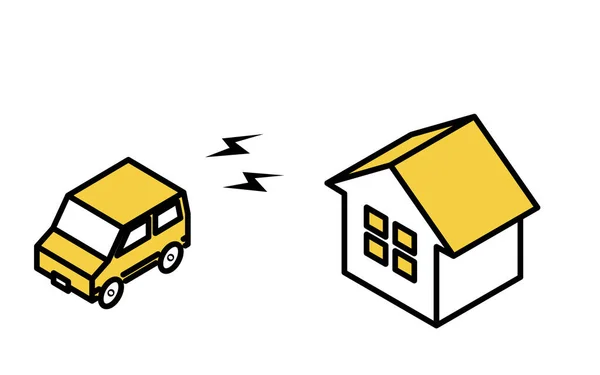 Εικόνα Εικονίδιο Σπιτιού Που Επηρεάζεται Από Θόρυβο Αυτοκινήτου — Διανυσματικό Αρχείο