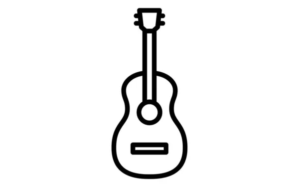 Enkel Monokrom Akustisk Gitarr Ikon — Stock vektor