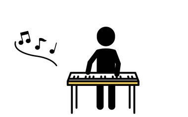 Music, simple pictogram of a band keyboard player, Vector Illustration clipart