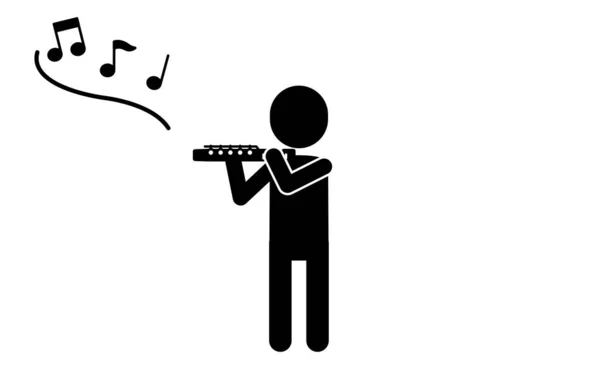 Musica Semplice Pittogramma Flautista Illustrazione Vettoriale — Vettoriale Stock