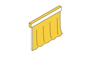 Kiralama özelliklerindeki gürültü azaltma için ses geçirmez ve gürültü engelleyici perdelerin resimli rehberi, Vektör İllüstrasyonu