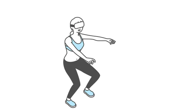 Fitness Gözlük Takan Kadın Eğitim Çömelme Vektör Illustration — Stok Vektör