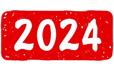 Ejderha Yılı için yeni yıl damgası, 2024 M.S. Vektör İllüzyonu