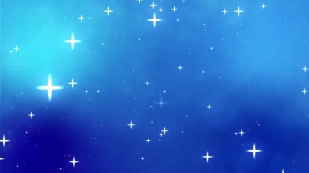 星や粒子の落下と青の抽象的な背景 — ストック動画