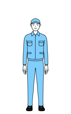 Şapkalı ve iş elbiseli, gülümseyen bir adam, Vektör İllüzyonu