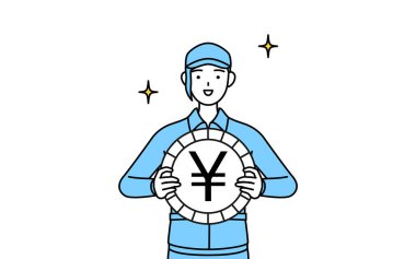 Şapkalı ve iş elbiseli bir kadın döviz kazancı ve yeni takdir, Vektör İllüstrasyonu imajı