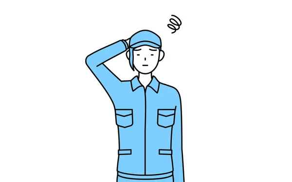 Femme Chapeau Vêtements Travail Grattant Tête Détresse Illustration Vectorielle — Image vectorielle