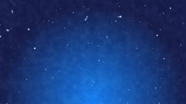 輝くループ粒子 雪の結晶 青の抽象的な背景 — ストック動画