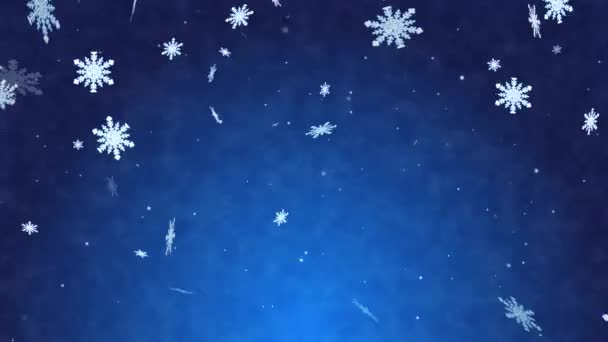 Particella Scintillante Loop Fiocco Neve Sfondo Astratto Blu — Video Stock