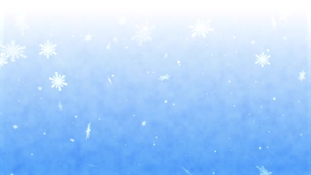 Funkelnde Schleife Schneeflocke Und Blauer Abstrakter Hintergrund — Stockvideo