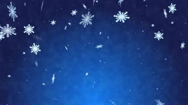 Particella Scintillante Loop Fiocco Neve Sfondo Astratto Blu — Video Stock