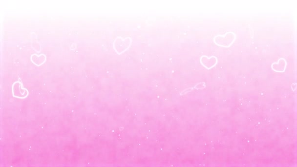 环状颗粒 发光的心和粉色梯度背景 — 图库视频影像