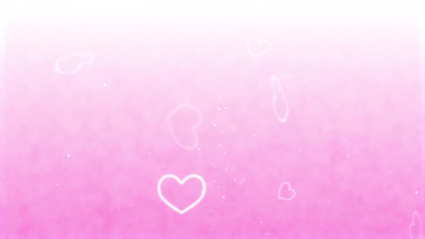 环状颗粒 发光的心和粉色梯度背景 — 图库视频影像