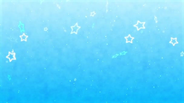 ループ粒子 輝く星と明るい青のグラデーション背景 夏の画像 — ストック動画