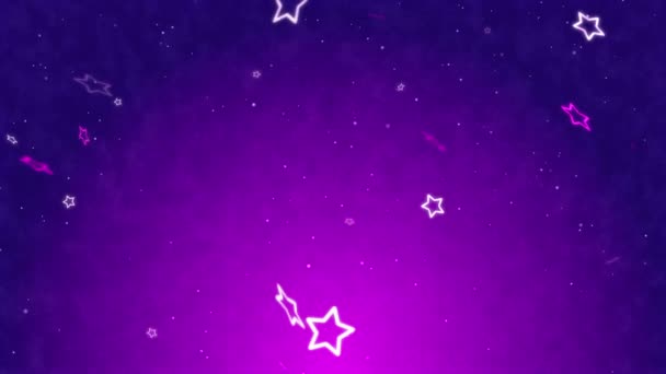 Loop Részecskék Ragyogó Csillagok Rózsaszín Lila Gradiens Háttér Pszichedelikus Kép — Stock videók