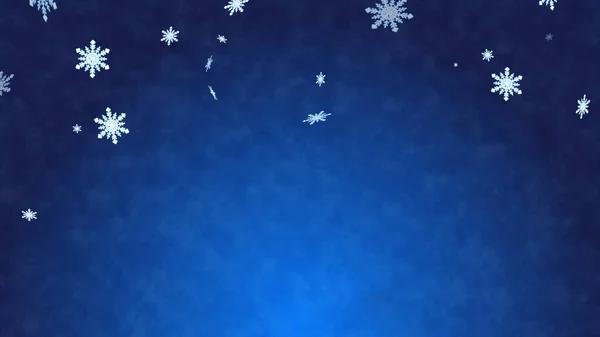 Fiocchi Neve Sfondo Sfumato Blu Immagine Natale — Foto Stock