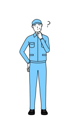 Şapkalı ve iş elbiseli kıdemli bir adam söz konusu olduğunda başını sallıyor, Vector Illustration