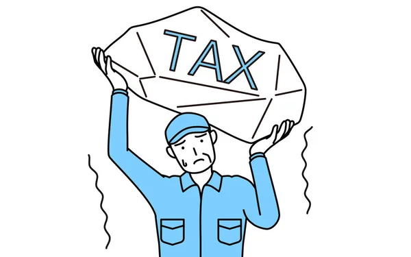 Homme Âgé Chapeau Vêtements Travail Souffrant Hausses Impôts Illustration Vectorielle — Image vectorielle