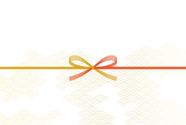 Ejderha 2024 yılı için basit bir yeni yıl kartı, mizuhiki ve ejderha ile Japon desenli arka plan, yeni yıl kartpostal materyali, Vektör İllüstrasyonu