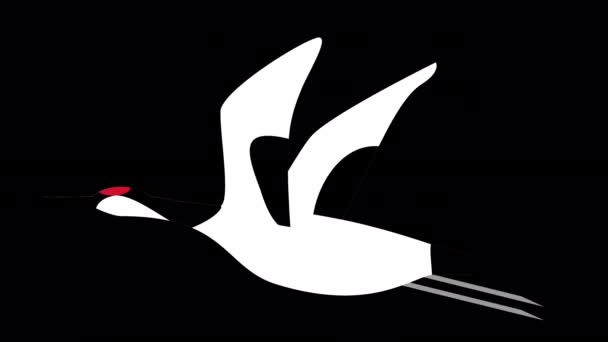 Кольцевая Анимация Кранов Хлопающих Крыльями Прозрачным Фоновым Альфа Каналом — стоковое видео