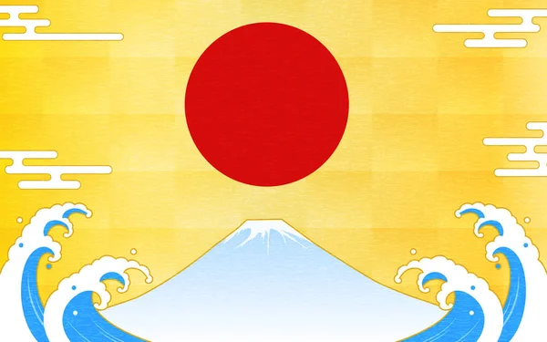 Nový Rok Pozadí Japonský Styl Pozadí Hrubé Vlny Mount Fuji — Stockový vektor